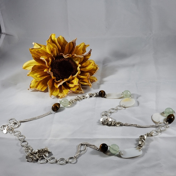 Extra long necklace silver tone beaded flapper - Picture 2 of 7